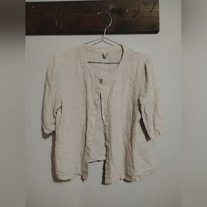 100% Linen Undyed Cardigan Womens